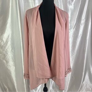 Pink Sheer Embellished Sleeve Open Front Cardigan 20 Mother of the Bride Wedding
